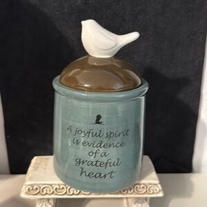 “”A joyful spirit is evidence of a grateful heart” canister with gratitude cards